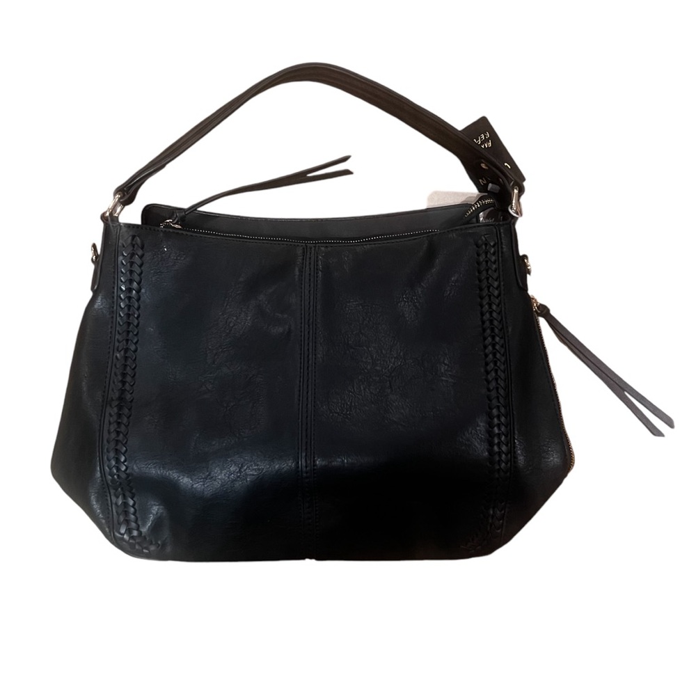Handbag Republic. Vegan leather black Crossbody hobo with strap.